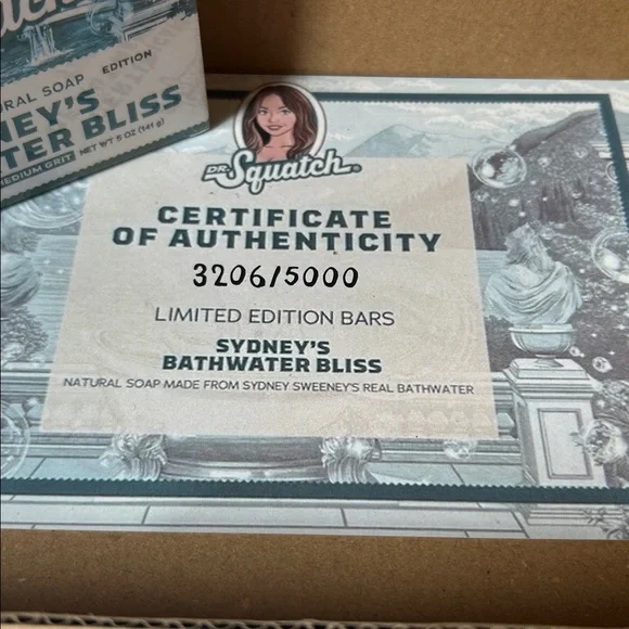 NIB Dr.Squatch Sydney's BathWaterBliss soap certificate of authenticity3206/5000 - Picture 4 of 15